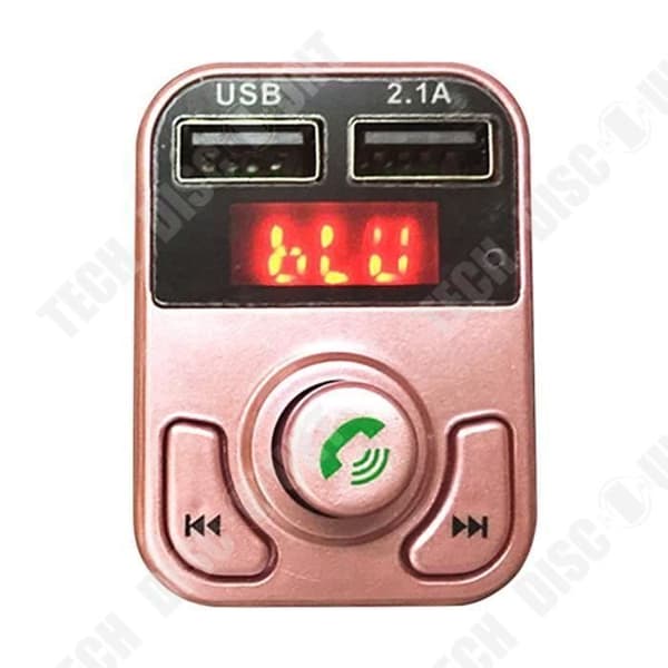 TD® Car FM-sändare - Dual USB Bluetooth 4.1 - Laddare Handsfree Bilsats FM-sändare MP3-spelare - Rose Gold