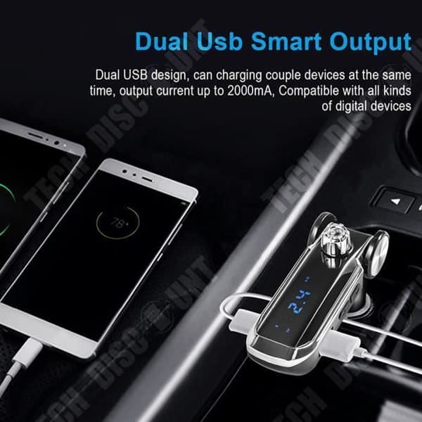 TD® Bluetooth FM-sändare för bil trådlös radioadapter MP3-spelare med laddare - USB och Micro SD Handsfree KIT