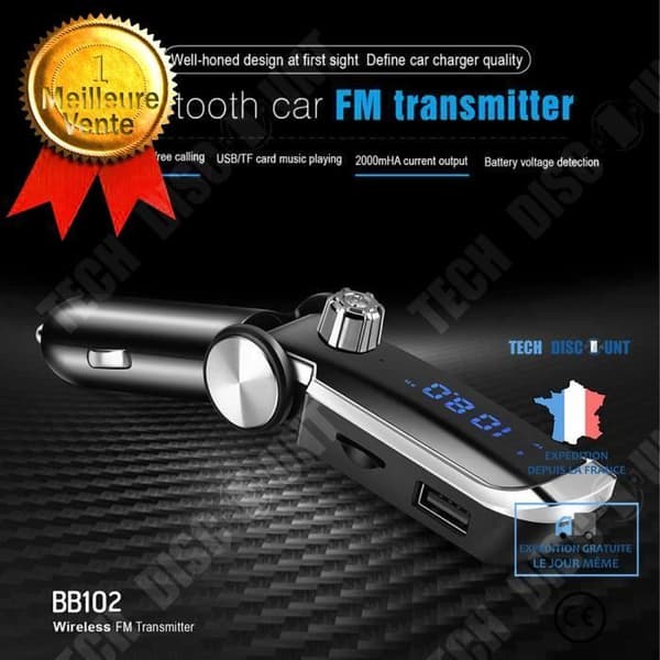 TD® Bluetooth FM-sändare för bil trådlös radioadapter MP3-spelare med laddare - USB och Micro SD Handsfree KIT