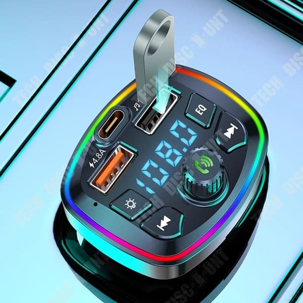 TD® bluetooth fm-sändare usb-laddare bilspänning handsfree fm-sändare bil bluetooth mp3 cigarettändare pd-laddare