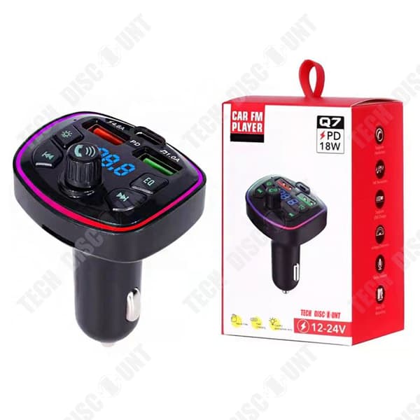 TD® bluetooth fm-sändare usb-laddare bilspänning handsfree fm-sändare bil bluetooth mp3 cigarettändare pd-laddare