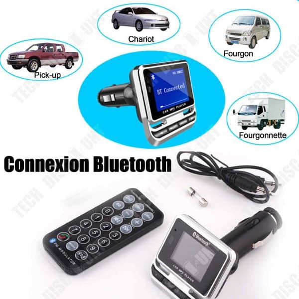 TD bluetooth 2.0 FM bilsändare 12v 1A QC 3.0 snabbladdning och USB-port bluetooth adapter billaddare