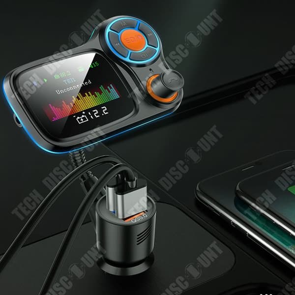 TD® bluetooth FM-sändare bil mp3 bluetooth-spelare färgskärm QC3.0 snabbladdning dubbel USB multifunktions FM-sändare