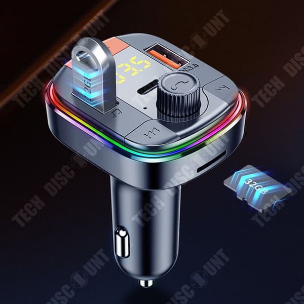 TD® Bluetooth FM-sändare bil MP3 bluetooth-spelare sju färger atmosfär andningslampa QC3.0 snabbladdning PD version