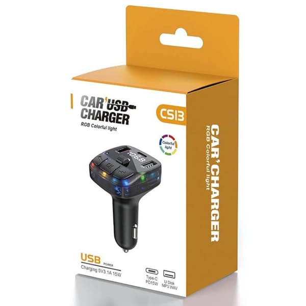 Bluetooth biladapter oplader PD | Trådløs FM-sender og musikafspiller med USB