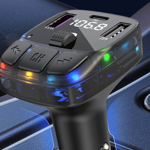 Bluetooth biladapter oplader PD | Trådløs FM-sender og musikafspiller med USB