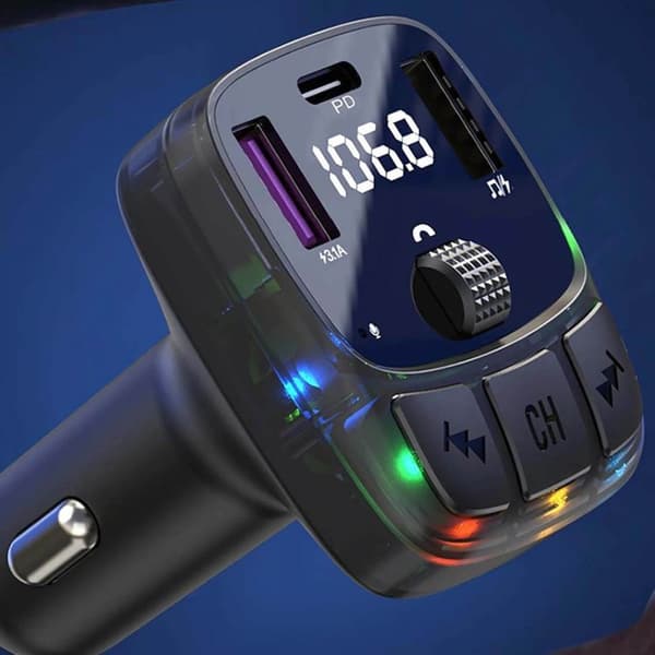 Bluetooth biladapter oplader PD | Trådløs FM-sender og musikafspiller med USB