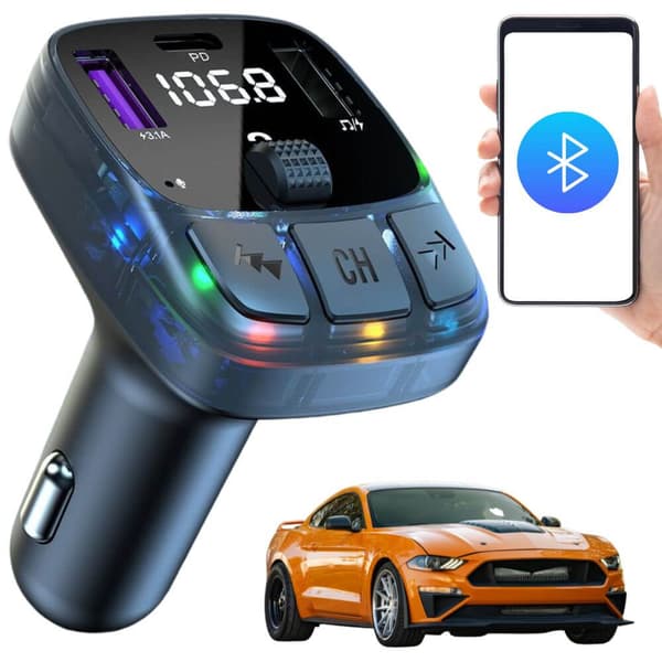 Bluetooth biladapter oplader PD | Trådløs FM-sender og musikafspiller med USB