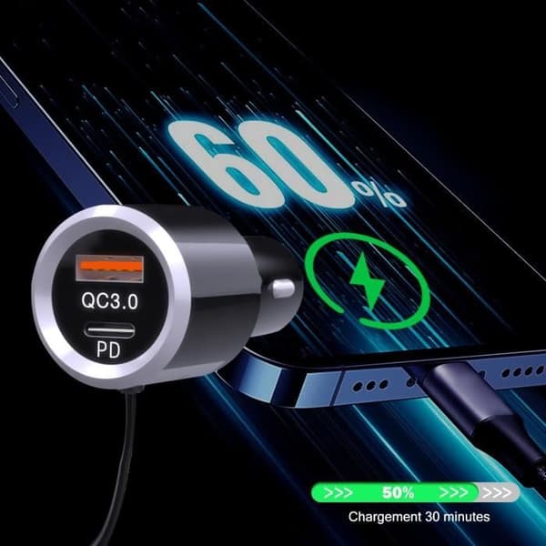 FM-sändare GizmoVine, Bluetooth bil, handsfree-stöd, snabb laddare QC3.0 och PDLjus, ambient belysning, bas och klämma för bil-A