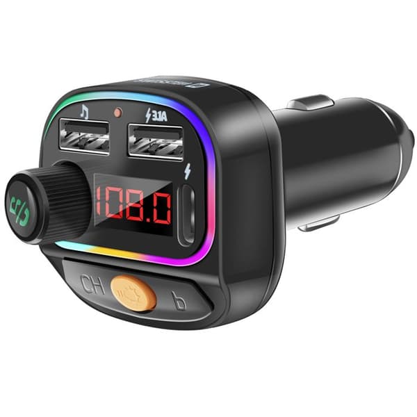 FM-sändare Bluetooth 5.3 Snabbladdning 15.5W RGB och MP3-uppspelning Swissten Svart