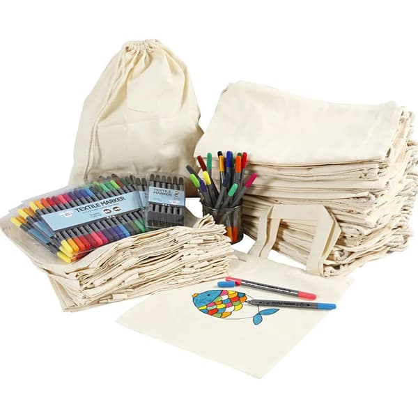Storpack 60 st textilkassar inkl. tuschpennor