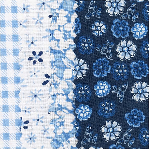 Patchworktyg - 45x55 cm - Blå - 4 st