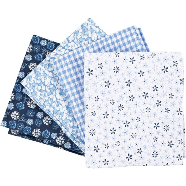 Patchworktyg - 45x55 cm - Blå - 4 st