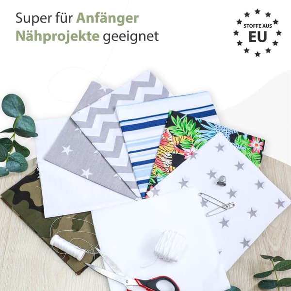 Puuvillakangas metrikohtaisesti kangaspaketti 14 kpl 20x40cm + 5 m kumi + 14 kpl Vlieseline - kankaat ompeluun tilkkutukka kangaspaketti ompelukankaat