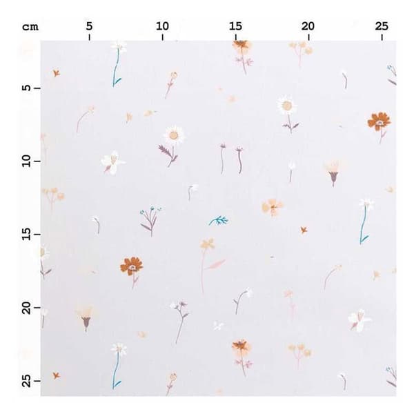 Millefleur bomullstyg 50 x 140 cm - 122 g / m² - Ljusgrå