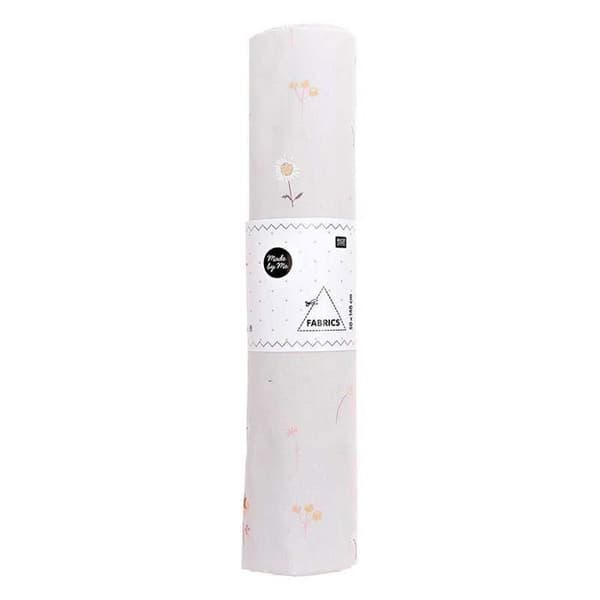 Millefleur bomullstyg 50 x 140 cm - 122 g / m² - Ljusgrå