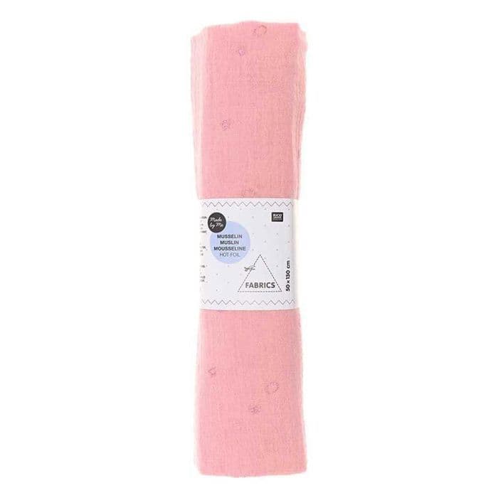 Dubbelt bomullsväv 50 x 130 cm - 130 g / m² - Lax och varm folie