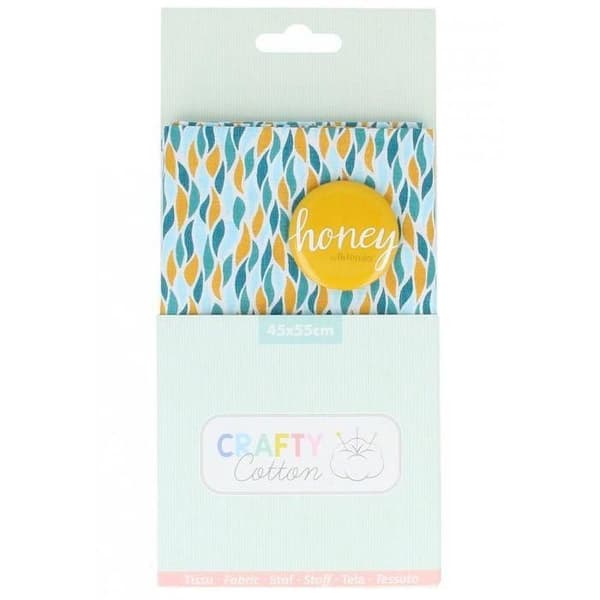 Kupong av tyg bomull Crafty cotton - Geometriska flammor - Vit bakgrund - 45 x 55 cm