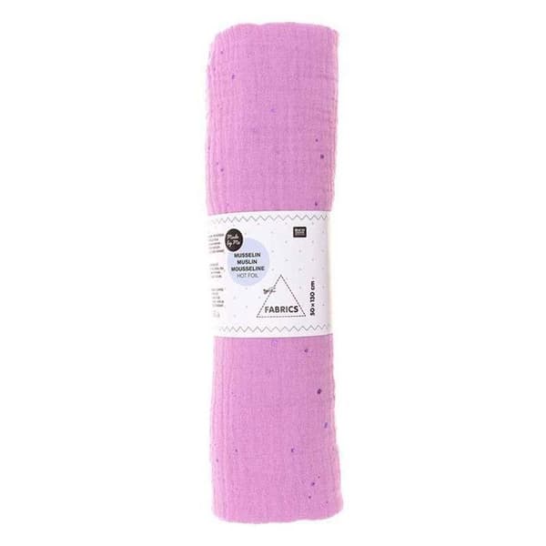 Dubbelt bomullsväv 50 x 130 cm - 130 g / m² - Lila och varmfolie
