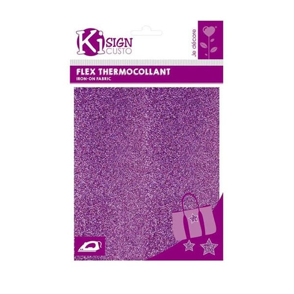 Ljuslila glitter smältbart tyg -...