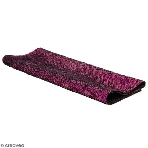 Kupong av vändbart paljetttyg - Fuchsia / Silver - 42 x 32 cm