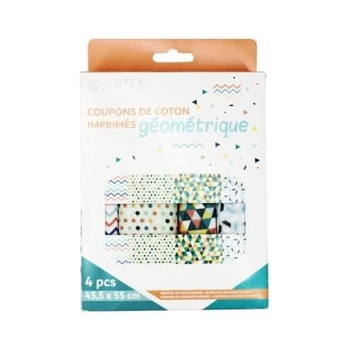 Tygkupong - SODERTEX - Geometriskt tryck - 45,5 x 55 cm - 100 % bomull - Kreativ fritid