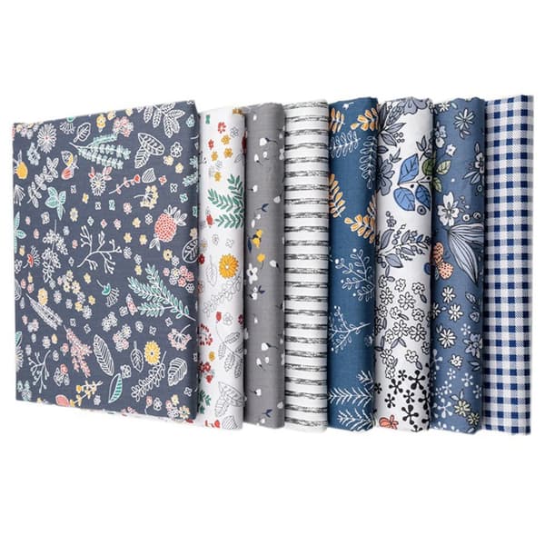 Patchwork Stof Sæt, 8 Mønstre, 100% Bomuld, 50 x 50 cm,50x50cm, 8Stk
