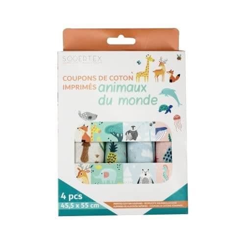 SODERTEX - ANIMAL BOMULL KUPONG - 45,5 X 55 CM - 100 % BOMULL - TRYCKT