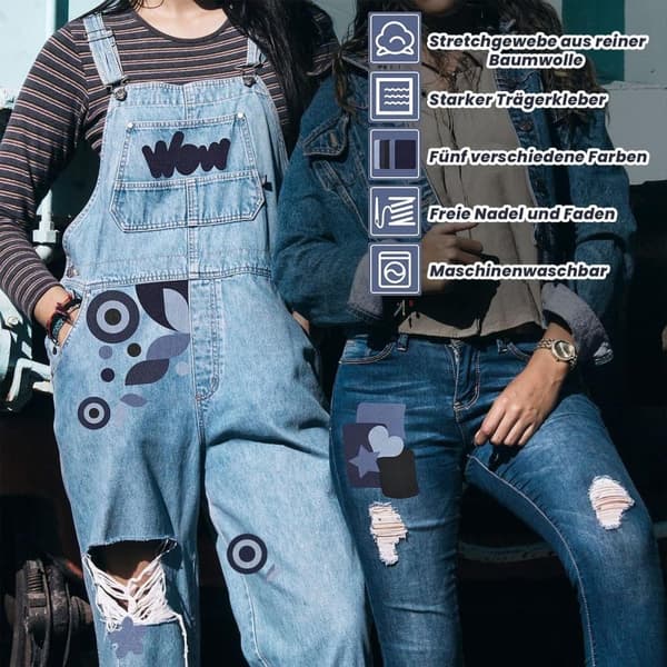 Lollanda 5 stk Strygelapper til Jeans – Patches i denimfarver 8x51 cm