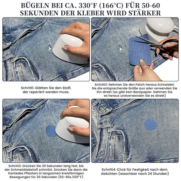 Lollanda 5 stk Strygelapper til Jeans – Patches i denimfarver 8x51 cm