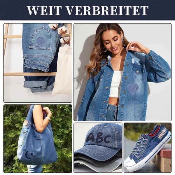 Lollanda 5 stk Strygelapper til Jeans – Patches i denimfarver 8x51 cm