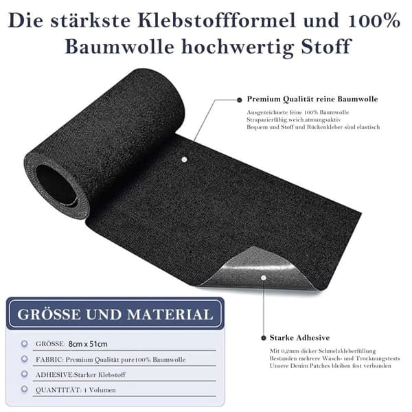 Lollanda 5 stk Strygelapper til Jeans – Patches i denimfarver 8x51 cm