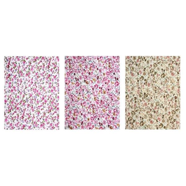 Klistret tygband blommor D 15x20 cm 3 stycken - MegaCrea {färg}