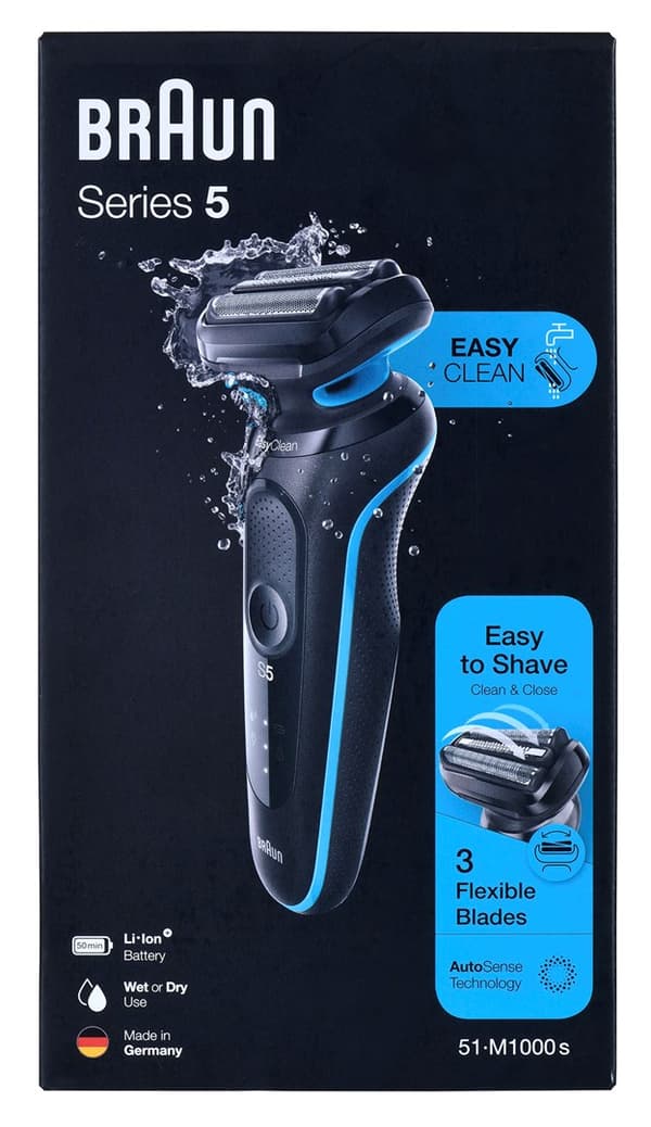 Braun Series 5 51-M1000s Foliebarbermaskine Sort, Blå