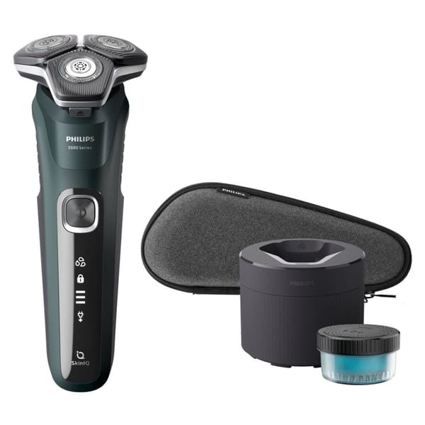 Philips SHAVER Series 5000 S5884/50 miesten parranajokone, pyörivä parranajokone, trimmeri, musta, vihreä