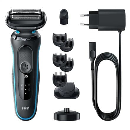 Braun rakapparat 51-M4500cs Driftstid (max) 50 min, Våt och torr, Svart/Blå