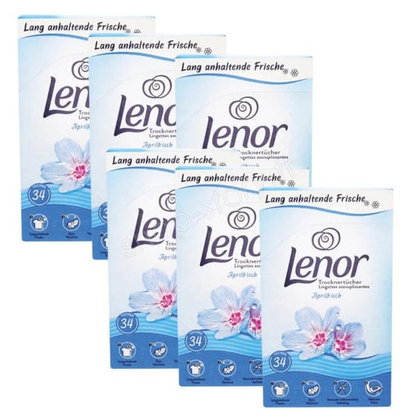 SHOP-STORY - LENORLING_6x: Förpackning med LENOR Bleu Fraîcheur d'Avril Sköljmedelsservetter - 204 tvättar