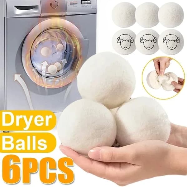 OBOSOE 6pcs uudelleenkäytettävä villa kuivaaja pallot vaatteet pehmeyttäjä villa kuivaaja pallot Kit pesukoneen kotiin pesukone