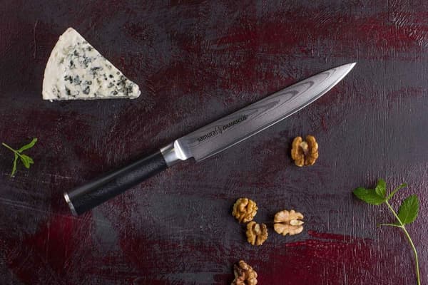 Samura Premium Damascus 9-tommer Skærekniv - Udsøgt Japansk Stål Kulinarisk Præcision til Ubesværet Skæring og Kulinarisk Mesterværk
