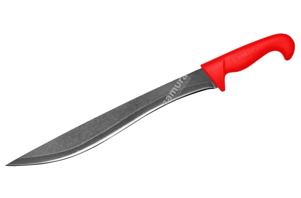 Samura SULTAN PRO Stonewash Yatagan Kniv, 11,9"/301mm Klinge, Rødt Ergonomisk Håndtag - Premium Japansk Stål Køkkenværktøj