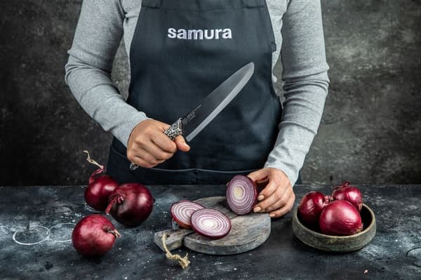 Samura INCA 7.4" Kokkekniv med Sort Zirconia Keramisk Klinge - Højkvalitets Japansk Stål Køkkenkniv til Præcisionsmadlavning og Ubesværet Madforberede