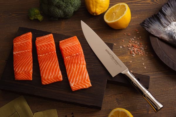 Samura Bamboo 8-Tommer Japansk Kokkekniv - Premium Stål Køkkenblad til Professionelle og Hjemmekokke