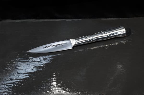 Samura Profi grøntsagskniv ultra-skarp, lille, lavet af japansk AUS 8 rustfrit stål, 8 cm klinge, stål håndtag, ergonomisk, rustfri, skrællekniv, køkk