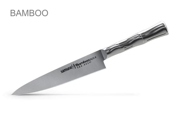 SAMURA Profi Messer Gavesæt Ultra-skarp, lavet af japansk AUS 8 rustfrit stål, 18 cm klinge, stål håndtag, ergonomisk, rustfri