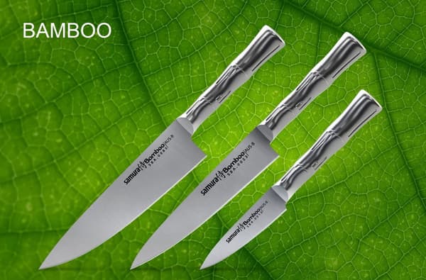 SAMURA Profi Messer Gavesæt Ultra-skarp, lavet af japansk AUS 8 rustfrit stål, 18 cm klinge, stål håndtag, ergonomisk, rustfri
