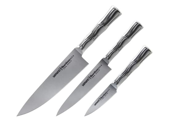 SAMURA Profi Messer Gavesæt Ultra-skarp, lavet af japansk AUS 8 rustfrit stål, 18 cm klinge, stål håndtag, ergonomisk, rustfri