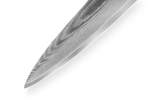 Samura Damascus Allzweckmesser, 67 lager damaskusstål, ultra-vass, stor, 15,2 cm blad, ergonomiskt G10 kolfiberhandtag, rostfritt, kockkniv, skalkniv