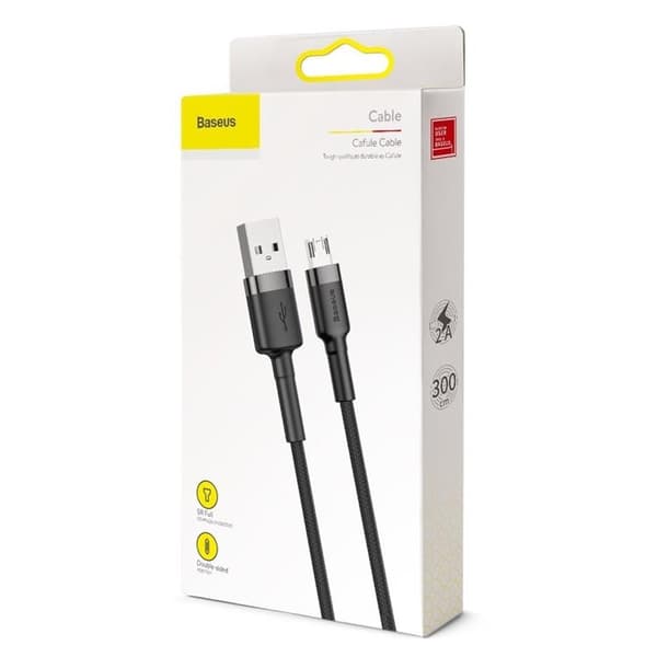 Baseus Flätad Micro USB Kabel 3M - Svart