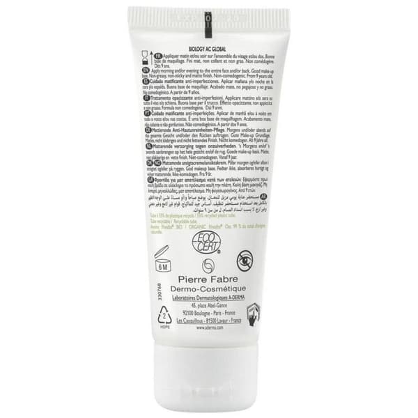 Aderma Biology AC Global Anti Blemish Matifying Care 40Ml TU Vit