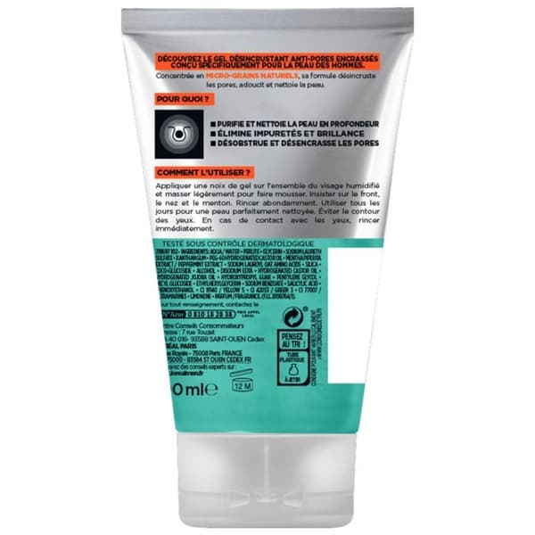 Rengörande gel - L'Oréal - Men Expert - 100ml - Anti-porer - Utan parabener